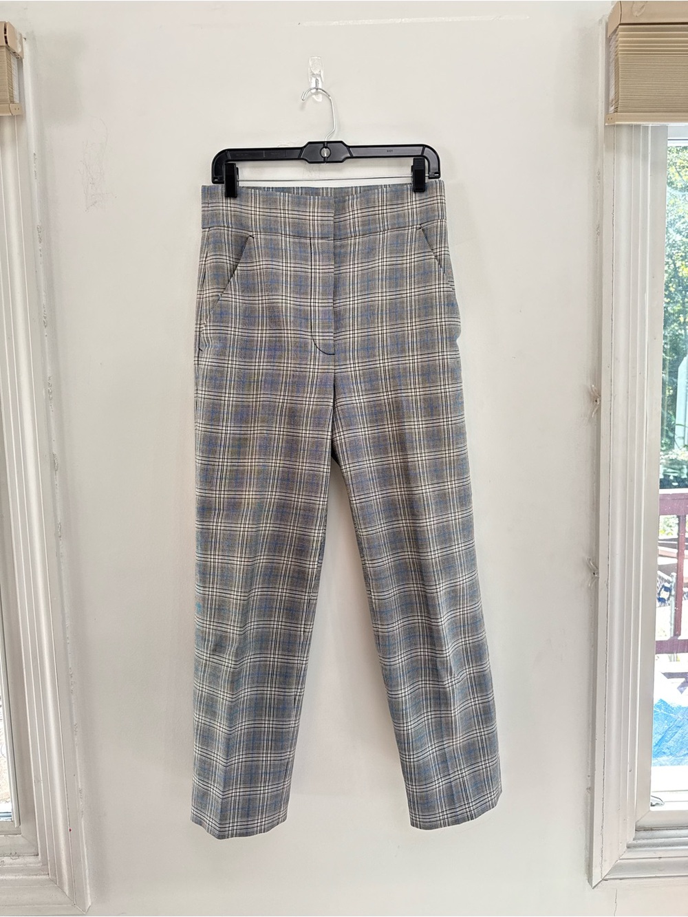 Rebecca Taylor Wool Plaid Cropped Tailored Trousers